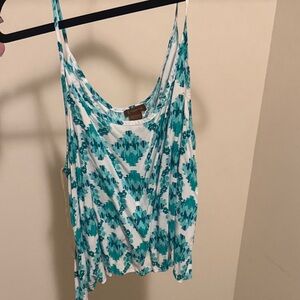 Copper Key Teal and White Printed Camisole